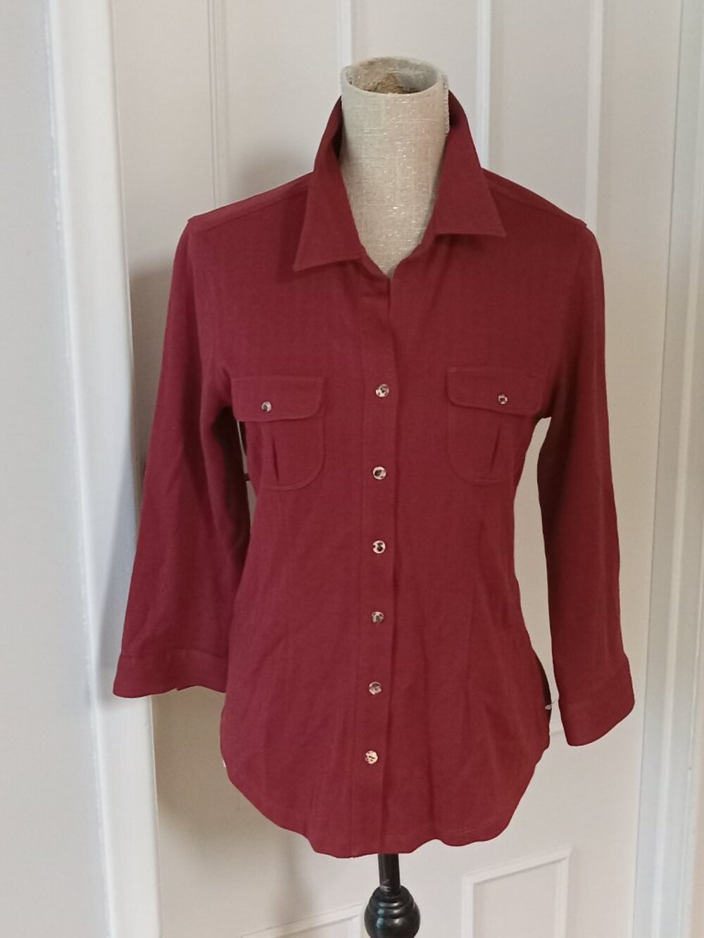 Tommy Bahama 70% Silk Blend Button-Front Shirt | Deep Red | M